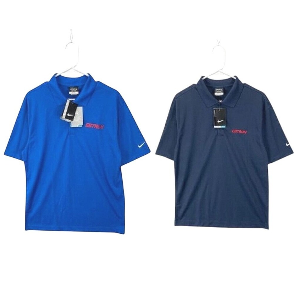 Nike Golf Polo Shirts Men's Size M Blue Navy Short Sleeve Athletic EBTRON Lot 2